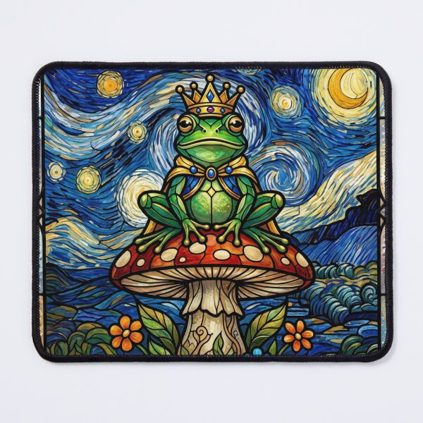 Item preview, Van Gogh Stained Glass Frog Prince on Mushroom designed and sold by crcutler.