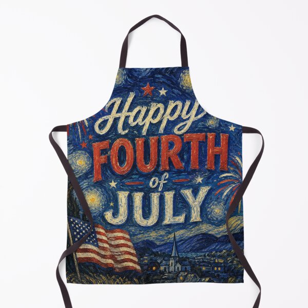 Item preview, Happy Fourth of July fireworks with American flag and starry sky designed and sold by Rue Market.