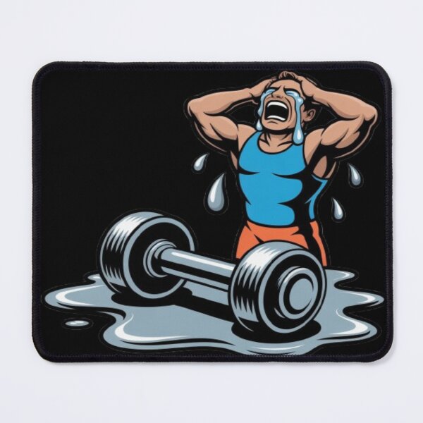 Item preview, Funny Gym Bodybuilder Crying Over Melting Dumbbell designed and sold by DailySparks.