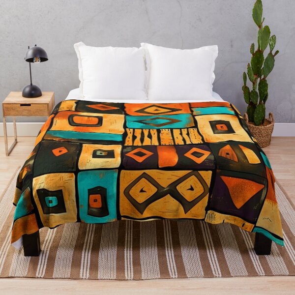 Item preview, African-Inspired Orange, Turquoise-Hues, And Black Pattern designed and sold by DEC02.