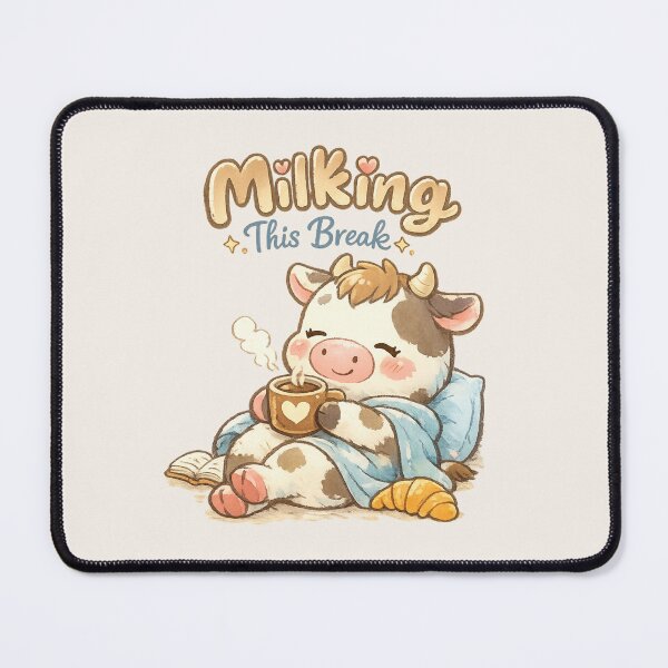 Item preview, Cute Cow Coffee Break - "Milking This Break" | Kawaii Cozy Animal Pun Art designed and sold by PopCulturePixel.