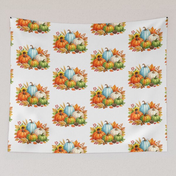 Item preview, Watercolor Autumn Pumpkins and Nature Elements  designed and sold by silviaol.