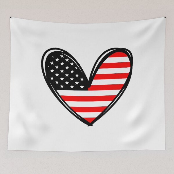 Artikelvorschau, USA Flag Herz entworfen und verkauft von ViaARTfactory.