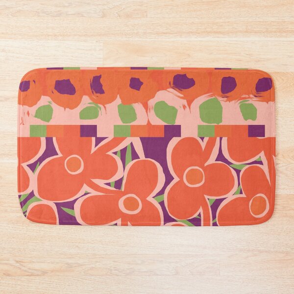 Item preview, Iconic Vintage Nordic Floral Patchwork in Orange, Green and Purple designed and sold by Deutschic.