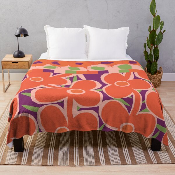 Item preview, Iconic Vintage Nordic Floral Patchwork in Orange, Green and Purple designed and sold by Deutschic.
