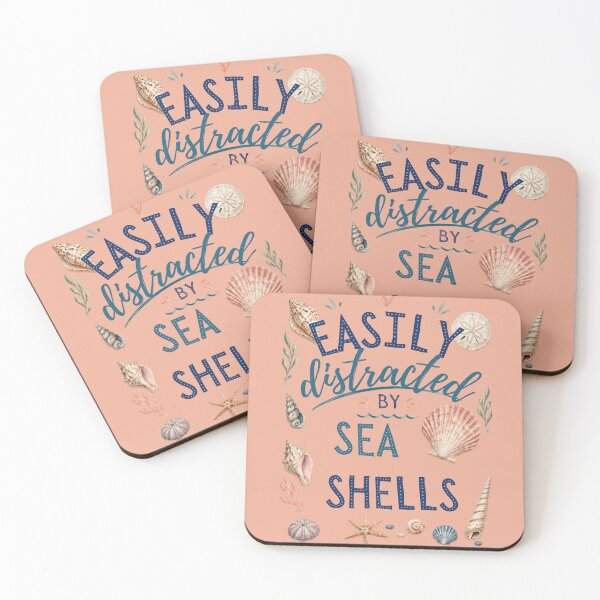 Item preview, Easily distracted by sea shells coastal summer art designed and sold by Rue Market.