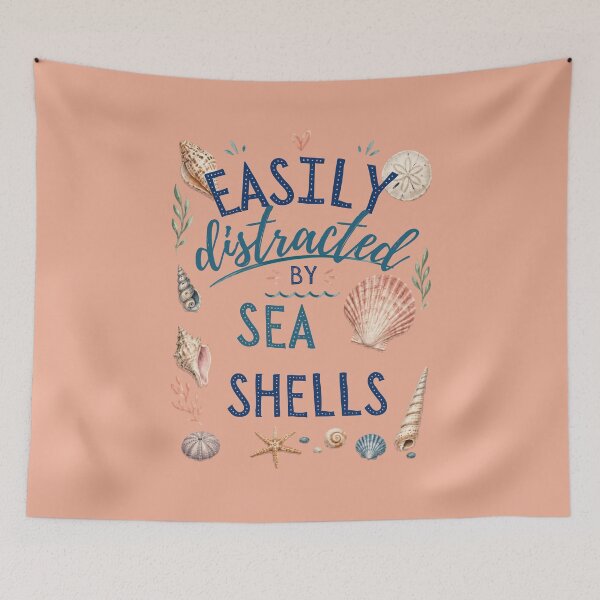 Item preview, Easily distracted by sea shells coastal summer art designed and sold by Rue Market.