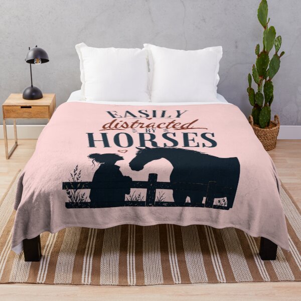 Item preview, Easily distracted by horses with girl and horse silhouette designed and sold by Rue Market.