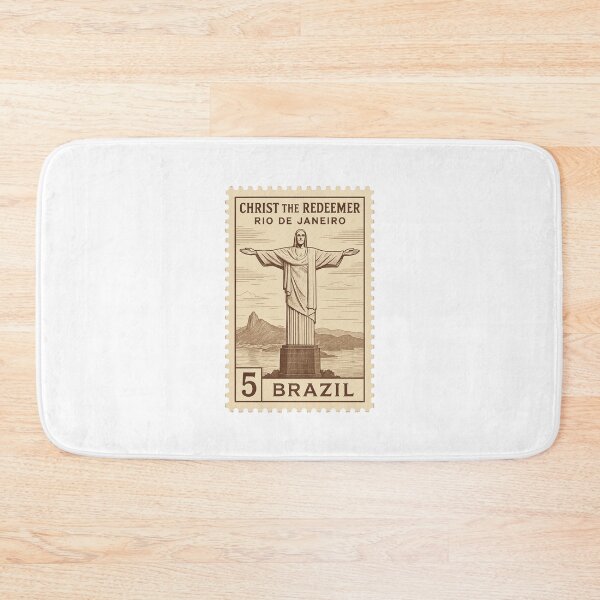 Item preview, Vintage Christ the Redeemer Rio de Janeiro Brazil Travel Stamp Illustration designed and sold by Greemo03.