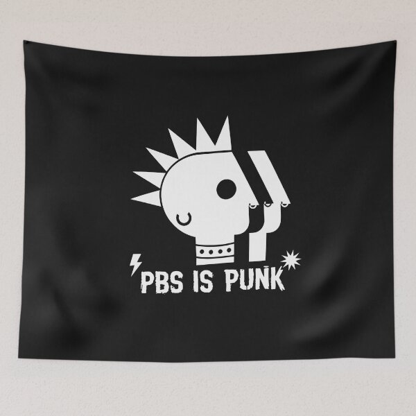 Item preview, Public TV Punk Mohawk Skull Logo Parody  designed and sold by DoodleVerseDark.