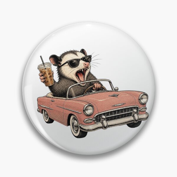 Item preview, Coffee Addict Possum Driving Pink Convertible Design designed and sold by BrandyandBeyond.