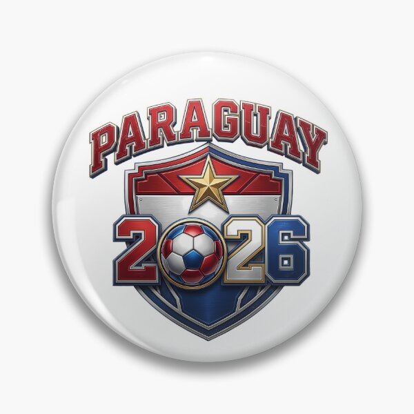 Item preview, Paraguay 2026 World Soccer Metallic Shield Crest designed and sold by Saq2000.