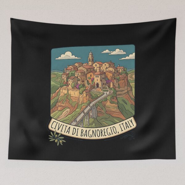 Item preview, Italian Hill Town Civita di Bagnoregio Travel designed and sold by DoodleVerseDark.