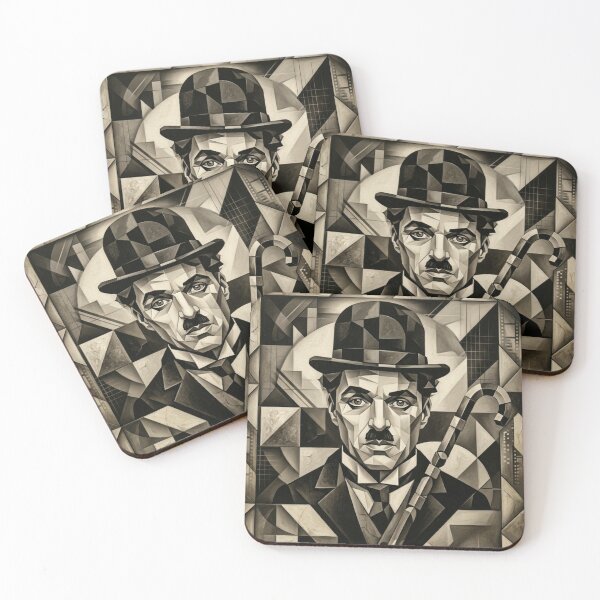 Item preview, Geometric Charlie Chaplin: Abstract Noir Portrait designed and sold by jeugenet.