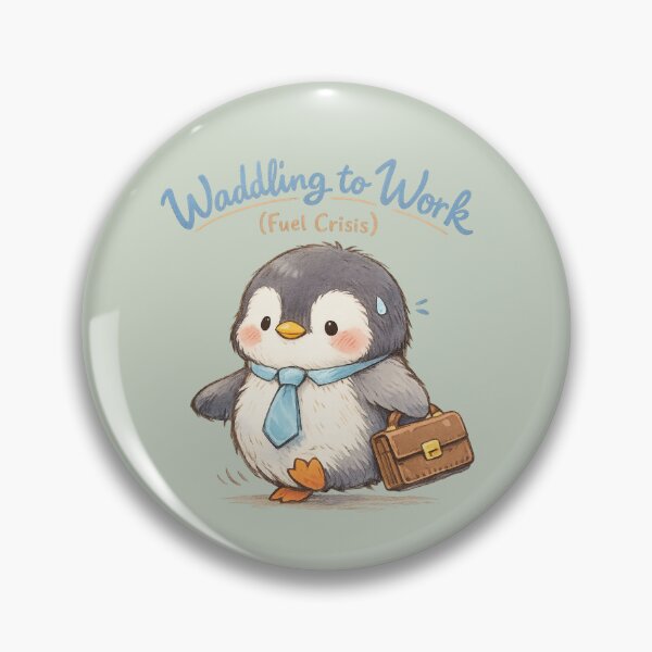 Item preview, Waddling to Work Penguin | Kawaii Fuel Petrol Crisis Office Animal Pun Art designed and sold by PopCulturePixel.