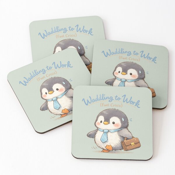 Item preview, Waddling to Work Penguin | Kawaii Fuel Petrol Crisis Office Animal Pun Art designed and sold by PopCulturePixel.