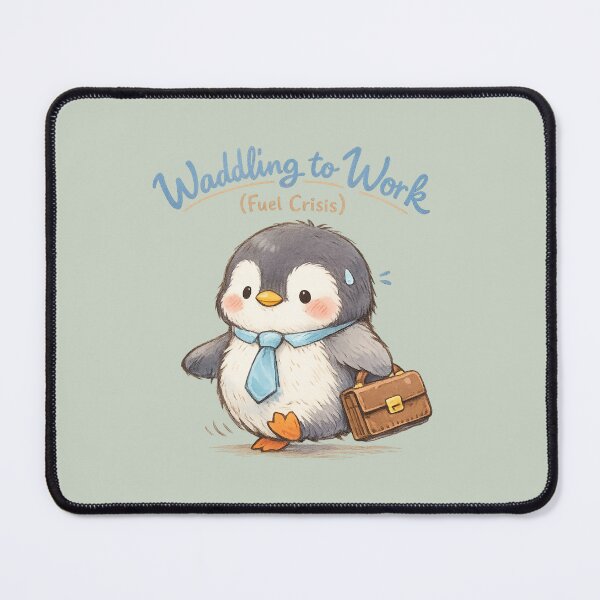 Item preview, Waddling to Work Penguin | Kawaii Fuel Petrol Crisis Office Animal Pun Art designed and sold by PopCulturePixel.
