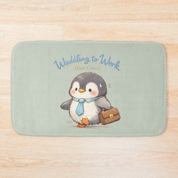 Item preview, Waddling to Work Penguin | Kawaii Fuel Petrol Crisis Office Animal Pun Art designed and sold by PopCulturePixel.