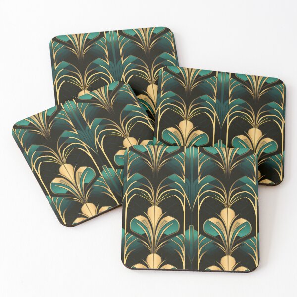 Item preview, Teal-Green And Golden Luxurious Art Deco Pattern designed and sold by DEC02.