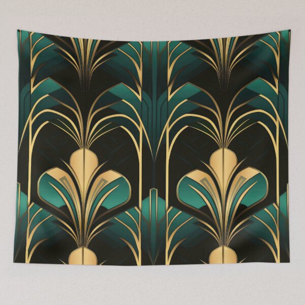 Item preview, Teal-Green And Golden Luxurious Art Deco Pattern designed and sold by DEC02.