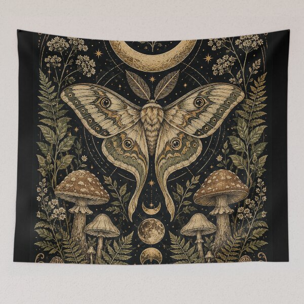 Item preview, Mystic Forest Moth Moon Botanical designed and sold by therbear.