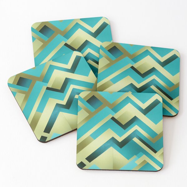 Item preview, Art Deco Pattern In Teal Blue And Yellow designed and sold by DEC02.