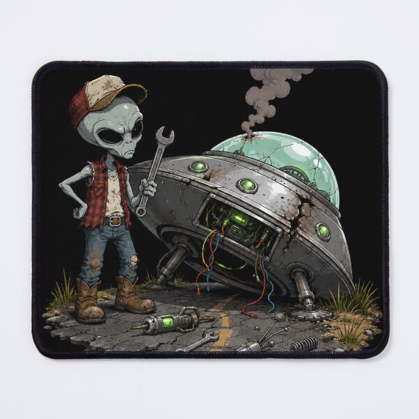 Item preview, Broken Down UFO Alien Mechanic designed and sold by Sonic Nova Studios.