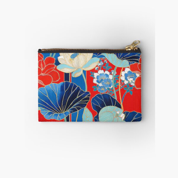 Item preview, Bold Red and Indigo Blue Oriental Lotus Seamless Pattern designed and sold by dawnleblanc55.