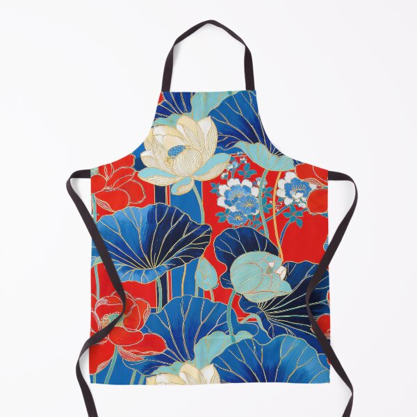 Item preview, Bold Red and Indigo Blue Oriental Lotus Seamless Pattern designed and sold by dawnleblanc55.