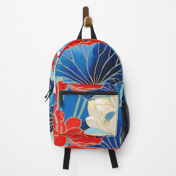 Item preview, Bold Red and Indigo Blue Oriental Lotus Seamless Pattern designed and sold by dawnleblanc55.