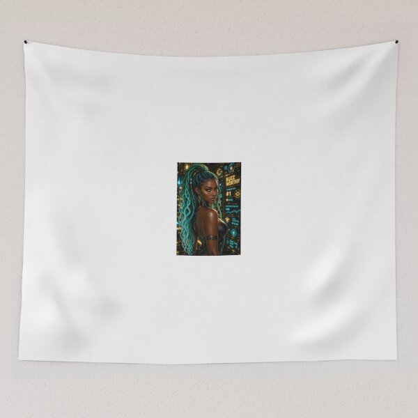 Item preview, Woman with Teal Braids and Golden Hex Pattern designed and sold by CathryneDelamort.