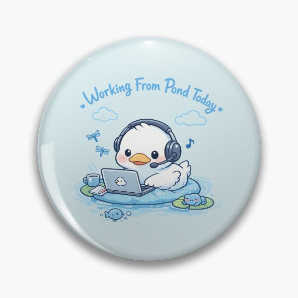 Item preview, Cute Duck Working From Pond Today | Kawaii Remote Worker Laptop Pun Art designed and sold by PopCulturePixel.