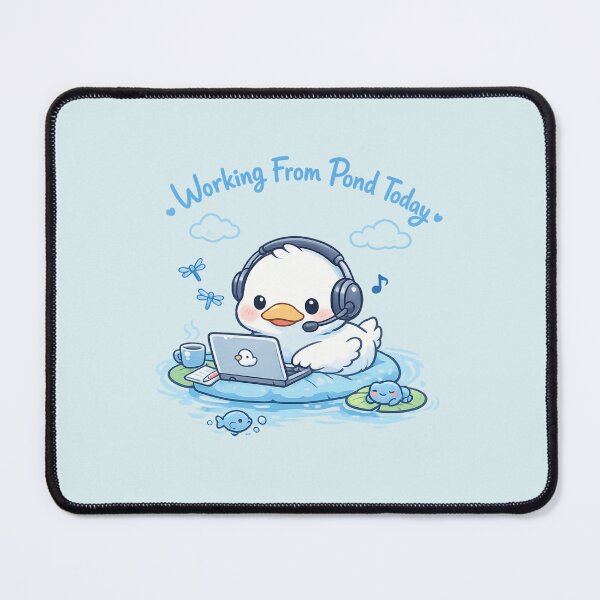 Item preview, Cute Duck Working From Pond Today | Kawaii Remote Worker Laptop Pun Art designed and sold by PopCulturePixel.