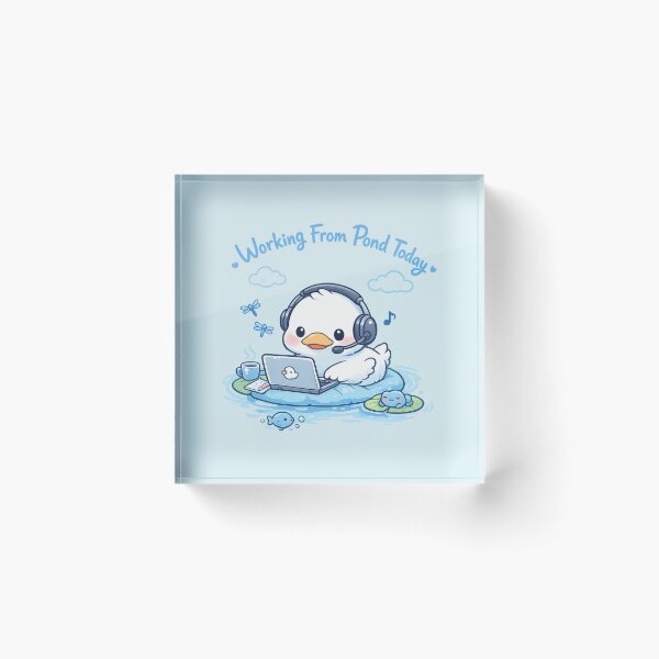 Item preview, Cute Duck Working From Pond Today | Kawaii Remote Worker Laptop Pun Art designed and sold by PopCulturePixel.