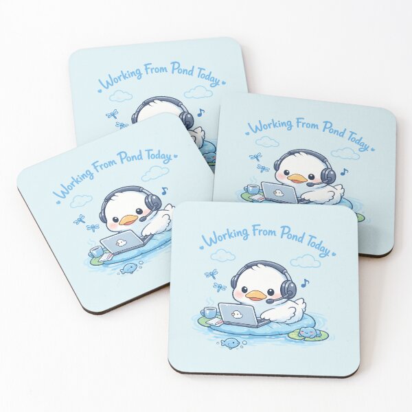 Item preview, Cute Duck Working From Pond Today | Kawaii Remote Worker Laptop Pun Art designed and sold by PopCulturePixel.
