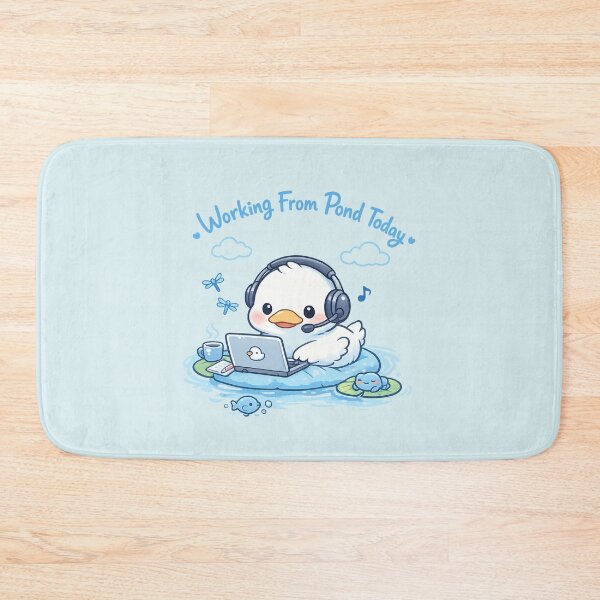 Item preview, Cute Duck Working From Pond Today | Kawaii Remote Worker Laptop Pun Art designed and sold by PopCulturePixel.