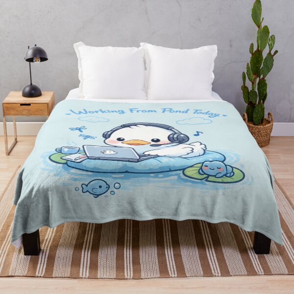 Item preview, Cute Duck Working From Pond Today | Kawaii Remote Worker Laptop Pun Art designed and sold by PopCulturePixel.
