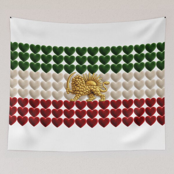 Item preview, Persian Lion and Sun Flag Hearts | Shir o Khorshid Iranian Pride Design designed and sold by My Joyful Charm Store.