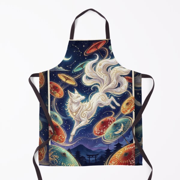 Item preview, Mystical Kitsune Fox and Glowing Wagasa Umbrellas - Japanese Neo-Traditional Art designed and sold by Hikariha Studio.