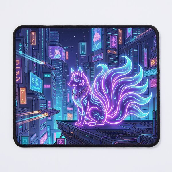 Item preview, Cyberpunk Neon Kitsune: Synthwave Neo-Tokyo Fox designed and sold by Hikariha Studio.