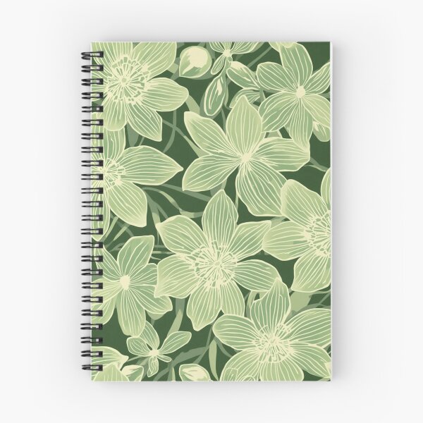 Item preview, White lined Japanese flowers  designed and sold by Roxburylane.