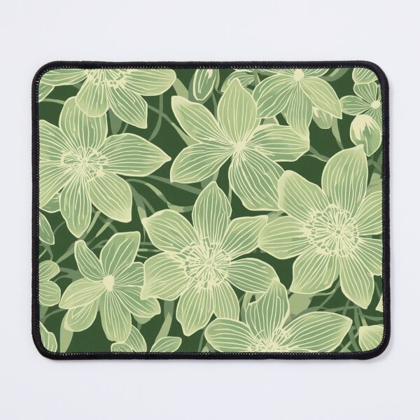 Item preview, White lined Japanese flowers  designed and sold by Roxburylane.