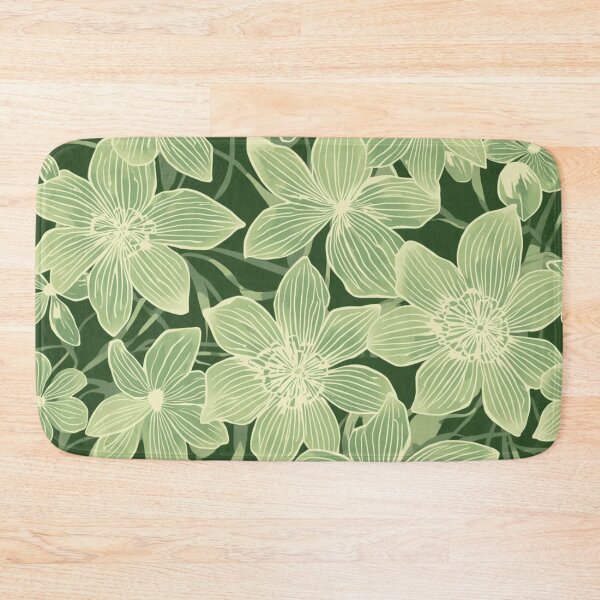 Item preview, White lined Japanese flowers  designed and sold by Roxburylane.