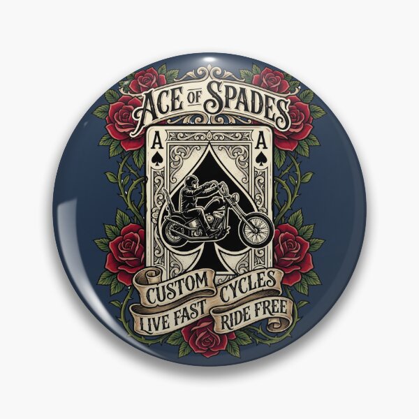 Item preview, Ace Of Spades Custom Chopper Motorcycle Tattoo Flash designed and sold by RetroRewind Studio.