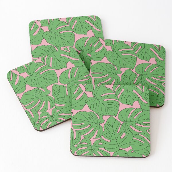 Item preview, Green Palm Leaves Monstera Pattern On Tropic Pink designed and sold by DEC02.