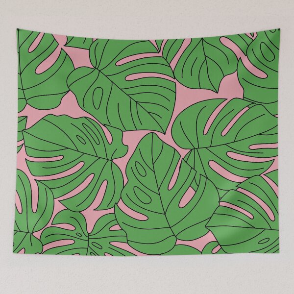 Item preview, Green Palm Leaves Monstera Pattern On Tropic Pink designed and sold by DEC02.