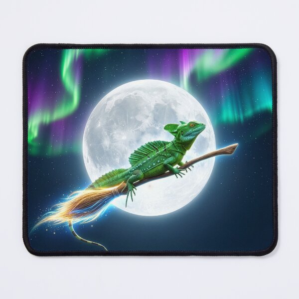 Item preview, Basilisk Lizard Rides Her Broom in the Moonlight designed and sold by Tridentulus.
