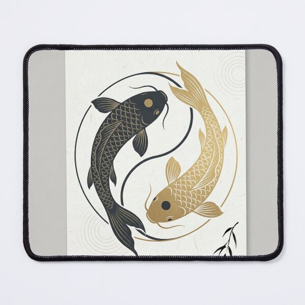 Item preview, Minimalist Japandi Koi Fish: Black & Gold Yin-Yang designed and sold by Hikariha Studio.