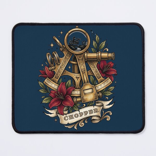 Item preview, Antique Sextant Custom Chopper Motorcycle Tattoo Flash designed and sold by RetroRewind Studio.