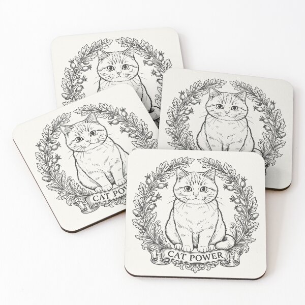 Item preview, Cat Power Sitting Cat with Floral Wreath - Black Line Art designed and sold by sxtfejvseyn.